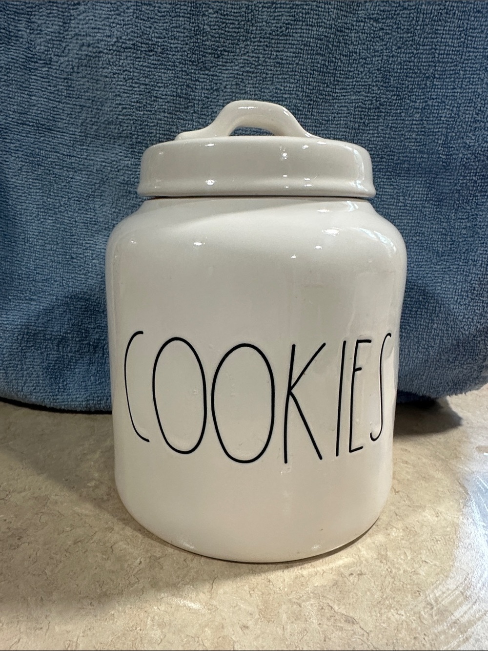 Rae Dunn White Ceramic "COOKIES" Storage Canister with Lid